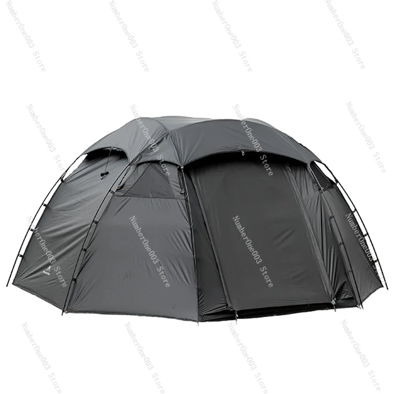 Black Round Tent Outdoor Camping Luxury Single Layer Tourist 210T Anti-tear Seams Taped Waterproof Windproof 4seasons Family