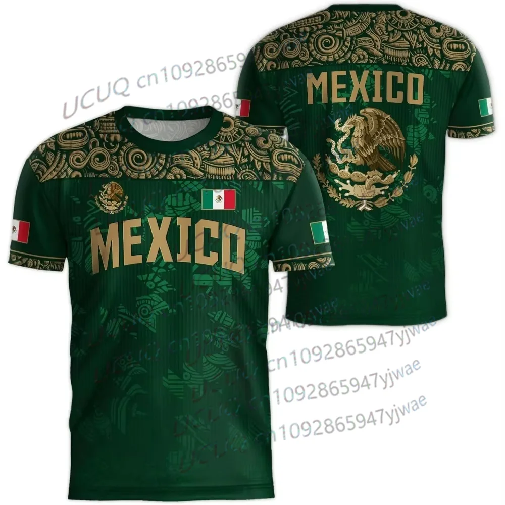 2026 Mexico National Flag Print Men's Women's Short Sleeve T-shirt 3D Print Tees Outdoor Football Jersey Sports Casual Tops
