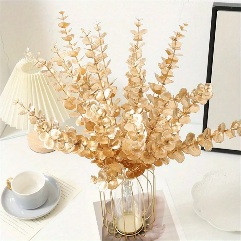 

24 件 Gold Eucalyptus Stems, 18.5 Inch Artificial Eucalyptus Leaves Decor Faux Greenery Stems for Wedding Centerpiece
