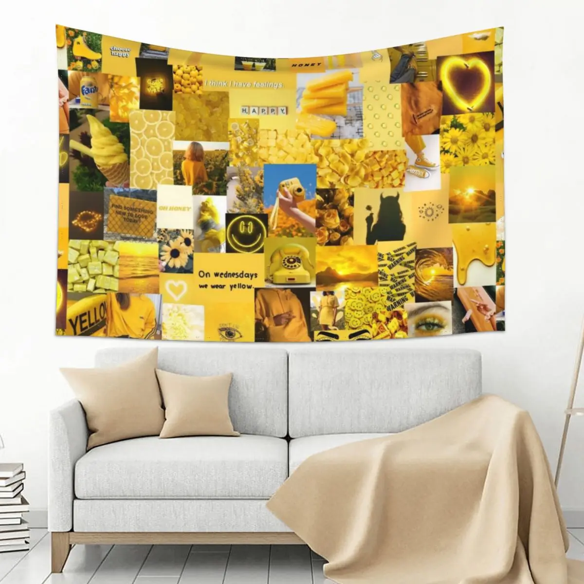 

Yellow Aesthetic Collage Tapestry