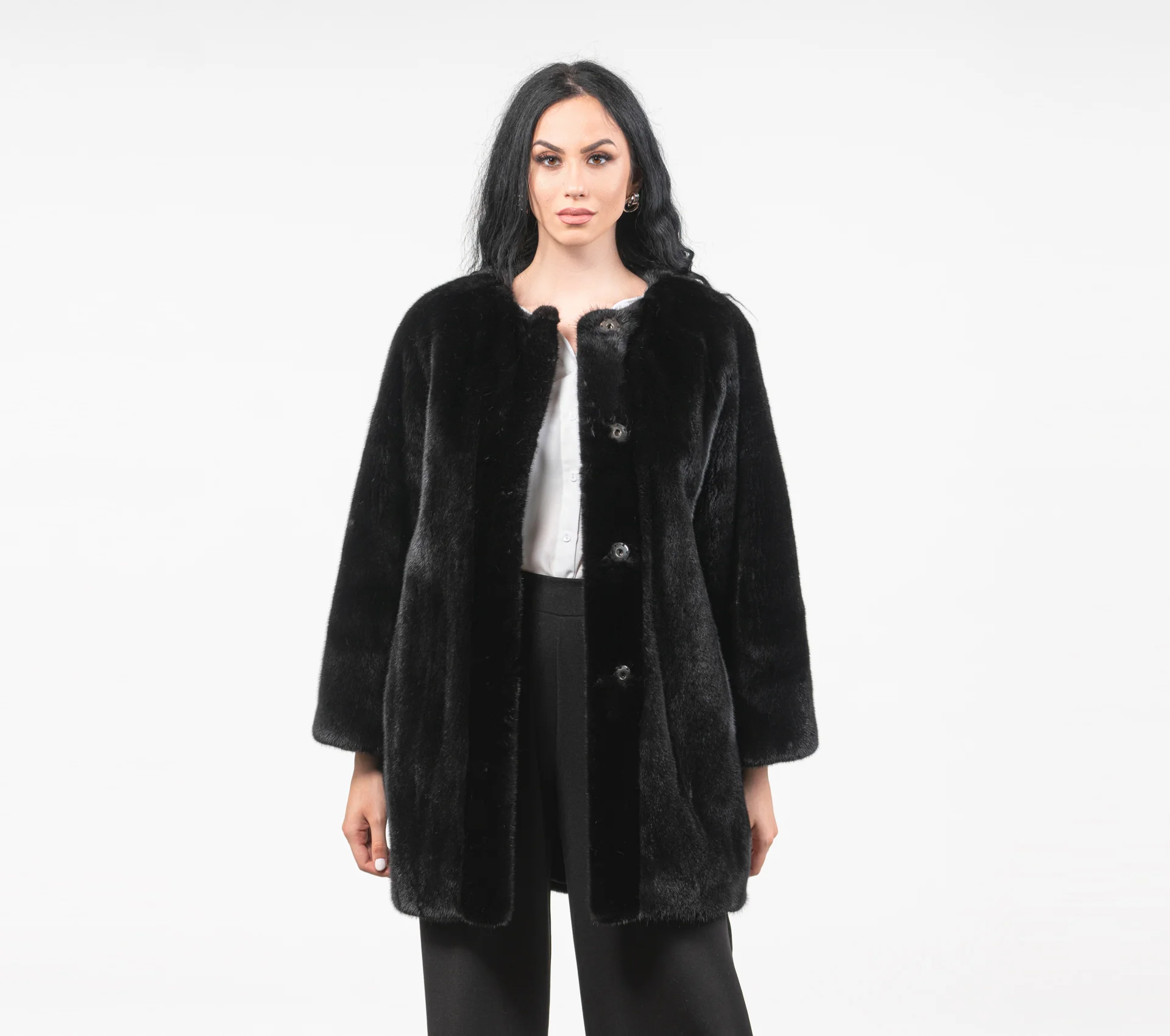 Ladies' real mink fur coat, winter long mink coat, warm and fashionable