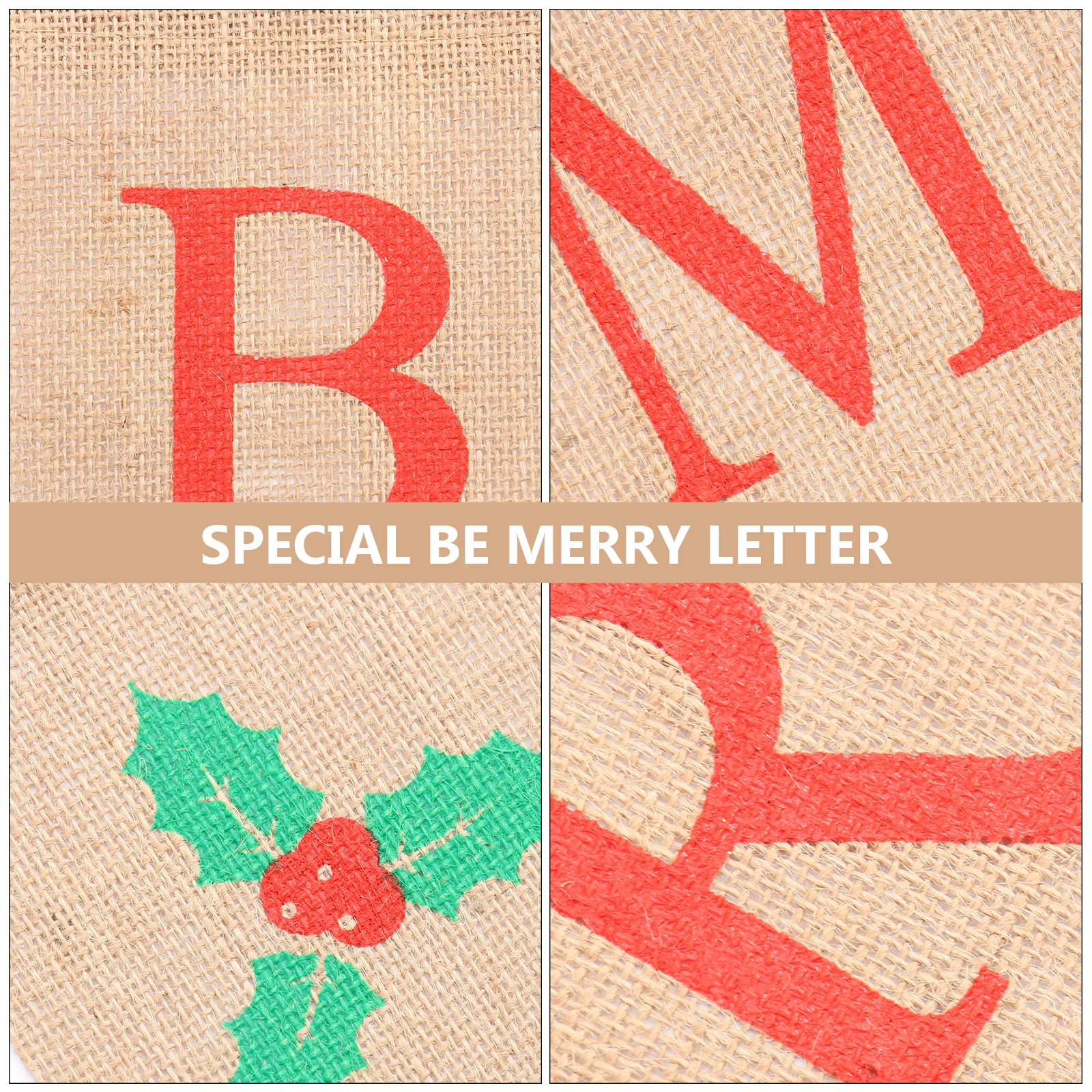 

Letters Bunting Banner Decoration Christmas Fruit Pattern Linen Burlap Banner Swallowtail Pull Flag Party Supplies for Xmas