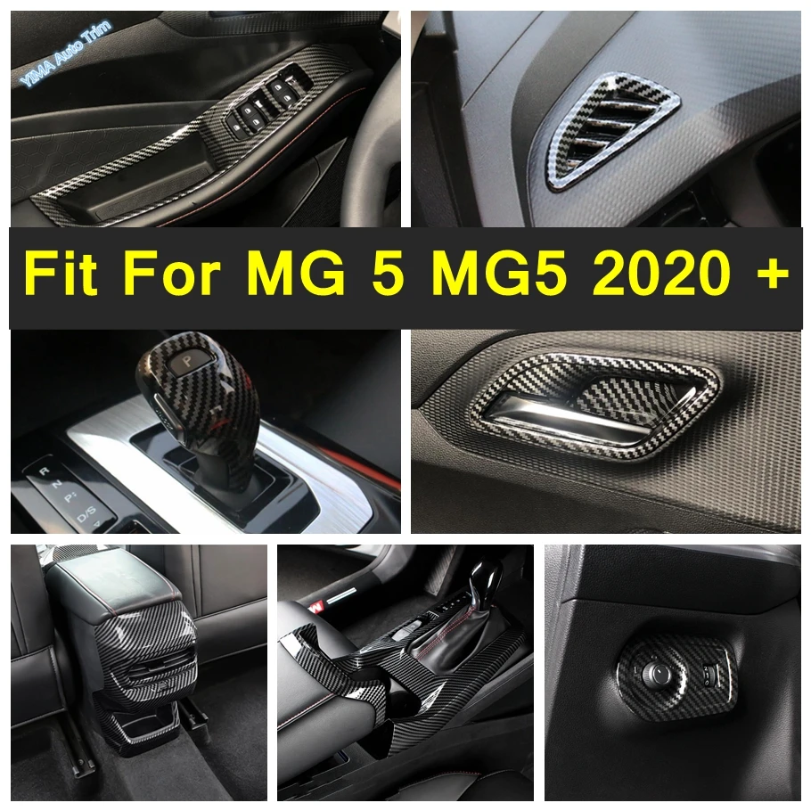 

Carbon Fiber Upper Air Outlet / Gear Shift Knob / Door Handle Bowl Cover Trim For MG 5 MG5 2020 2021 ABS Interior Accessories