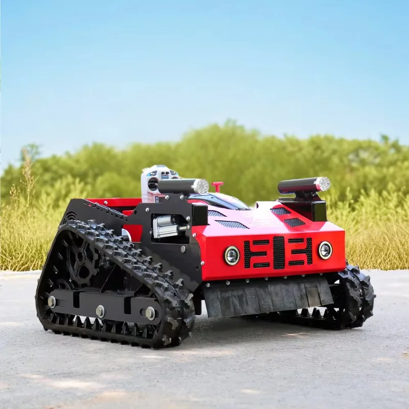 Garden Crawler Grass Cutter Remote Control Robot Automatic Lawn Mower All Terrain Slope Mowing Machine