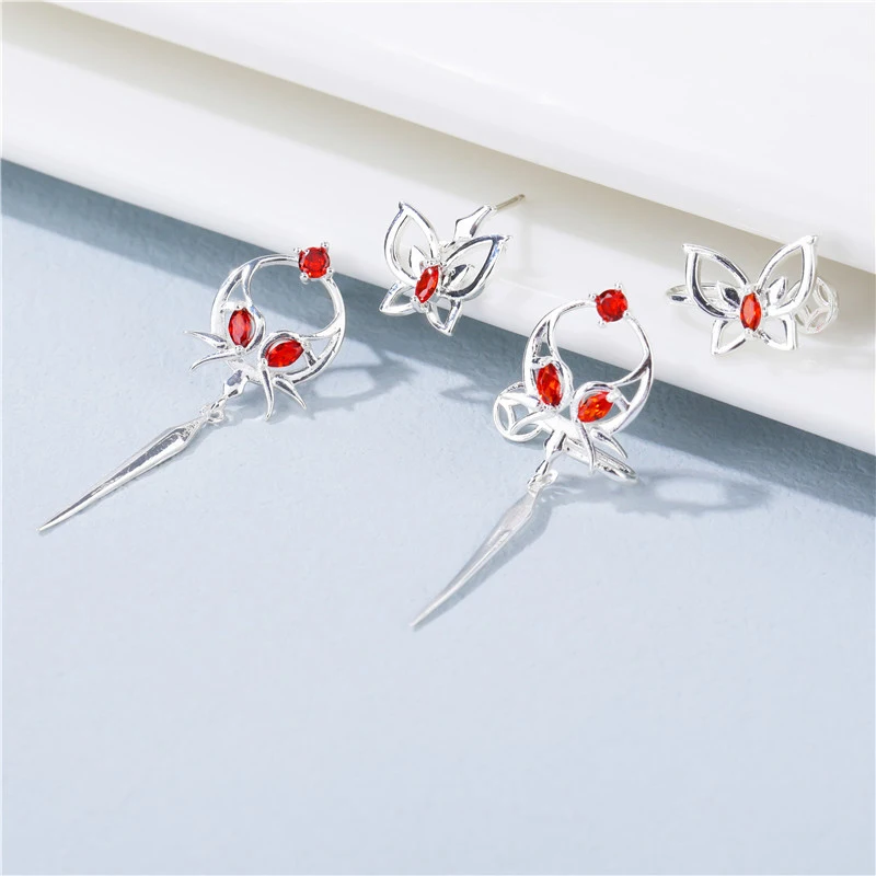 1Pair Anime Tian Guan Ci Fu Earring Heaven Official’s Blessing Hua Cheng Xie Lian Women Irregular Ear Stud Pendant Jewelry Gifts