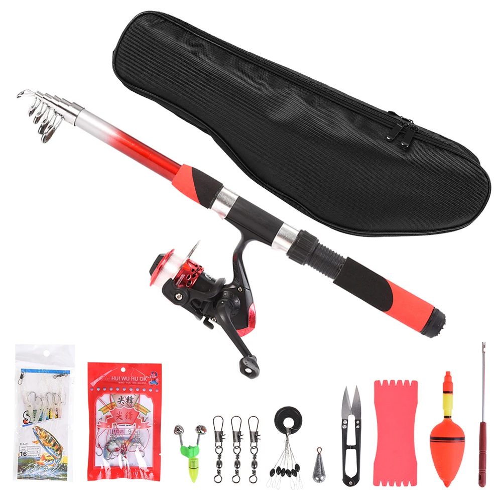 

Fishing Reel Rod Combo Telescopic Fishing Rod and Reel Set Baits Hooks Fishing Bag Kit Fishing Tackle Set reel