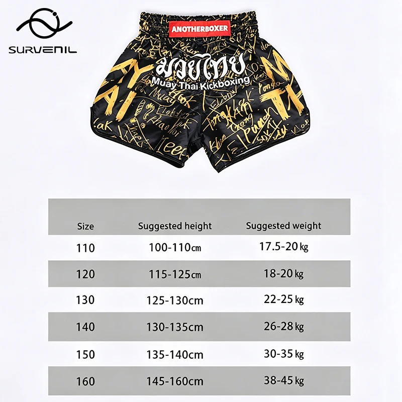 Kids Graffiti Muay Thai Training Shorts Quick Dry Youth Kickboxing Competition Shorts MMA Fight Shorts for Toddlers & Teenagers
