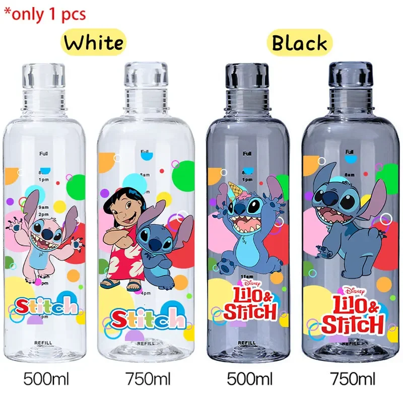 Stitch 500ml/750ml Graduated Water Cup Plastic Portable Water Bottle High Temperature Resistant  Anti Drop Sports Cup Hot Gift