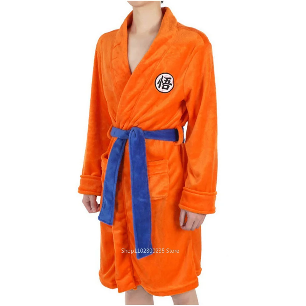 Pijama de franela suave para hombre y mujer, traje de baño de Anime para adultos, Son Goku, albornoz, ropa de dormir, mantiene el calor, regalo de Halloween, Invierno