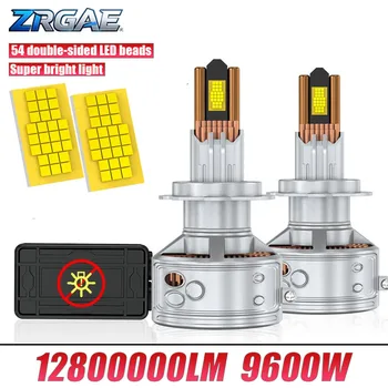 Żarówka LED H7 9600W do reflektorów samochodowych z H1 H4 H8 H9 H11 9005 9006 HB3 HB4 Canbus, mocna lampa przeciwmgielna turbo, 6000K, 32 rurki miedziane, 12V 24V