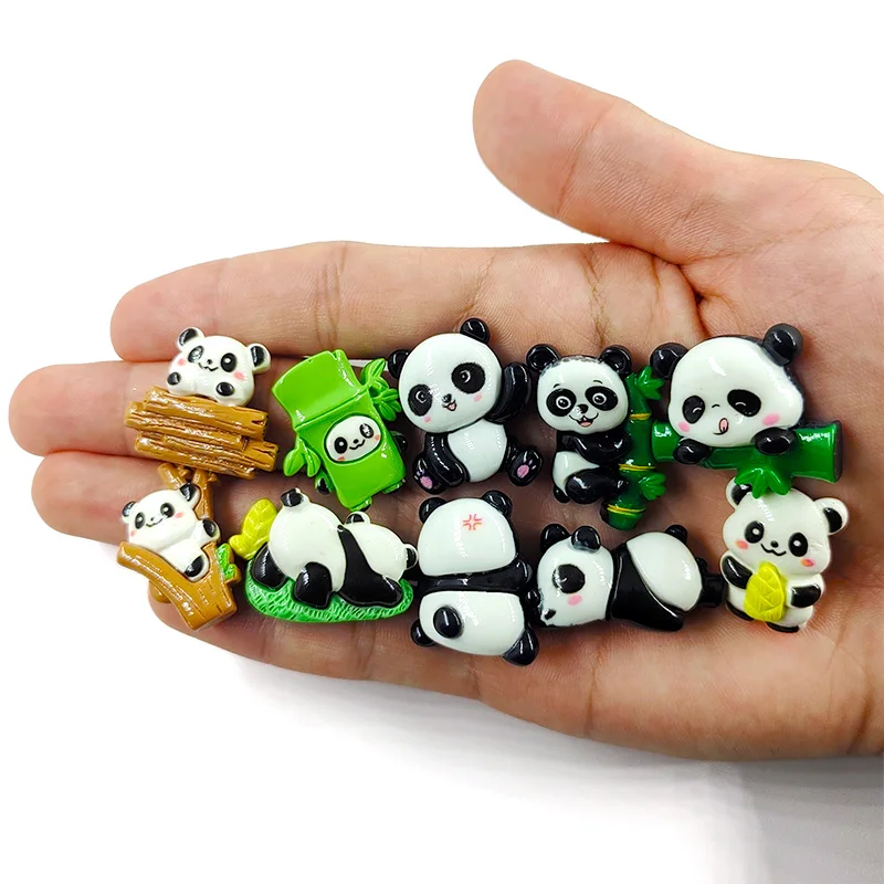 10pcs Bamboo Panda Fridge Magnet Cartoon Animal Whiteboard Sticker Resin Refrigerator Magnets Home Decoration Accessories