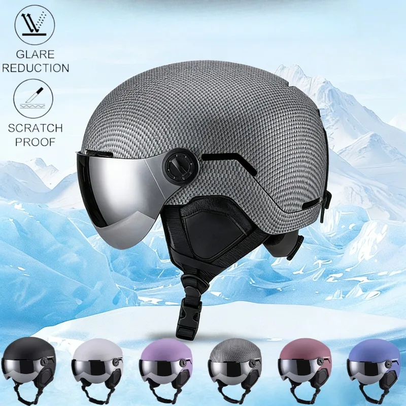 

Ski Snowboarding Helmet Men Women Integrated Snow Glasses Windproof Warm Anti-Collision Safety Helmet