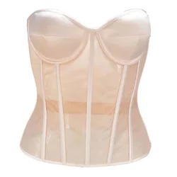 Sexy Thin Body Shaper Underwear Corset Waist Trainer Lingerie Lace Corsets Perspective Mesh Shapewear Women Fashion Clothes Faja