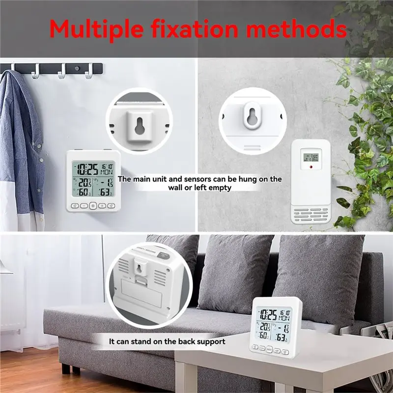 ABVC Крытый и открытый электронный измеритель температуры и влажности с беспроводным датчиком подсветки, календарь, передача на большие расстояния