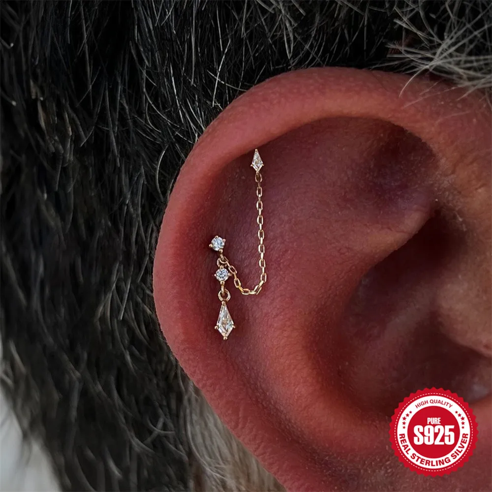 

Серьги AIDE с двумя отверстиями, цепочка с кисточкой, стерлинговое серебро 925 пробы для женщин, изящные свадебные женские украшения, подарки премиум-класса, серёжки женские