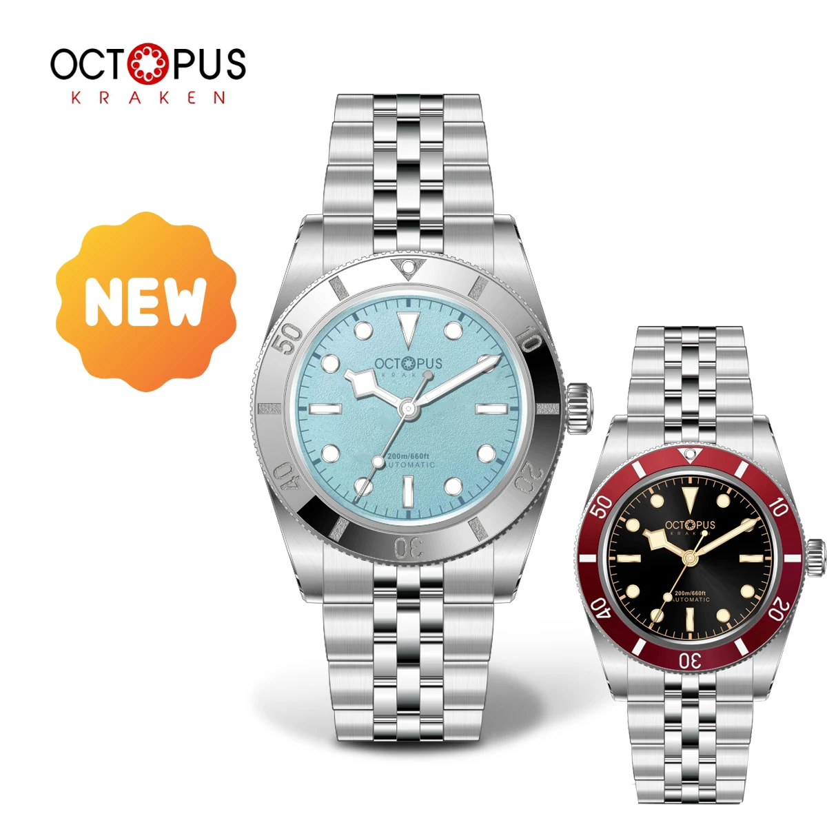 Octopus Kraken 37mm Dive Watch Men BB54 PT5000 Automatic Mechanical Movement Sapphire Crystal Aluminum Bezel STL Bracelet 20Bar