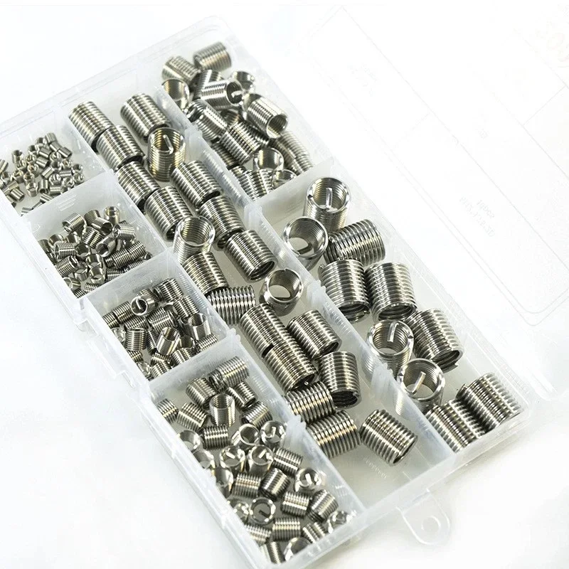 200pcs Threaded Inserts M3 M4 M5 M6 M8 M10 M12 304 Stainless Steel Thread Repairing Tool Helicoil Thread Repair Kit Set