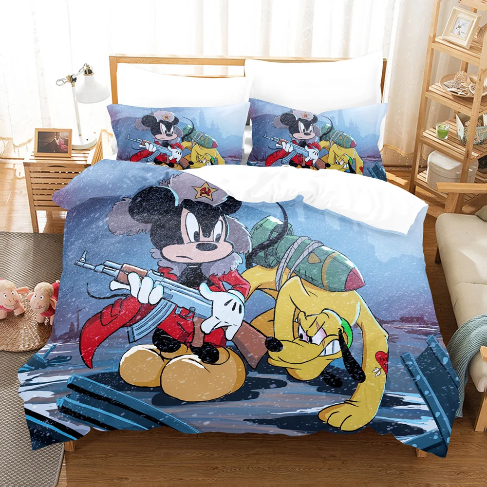 Disney Mickey Mouse Bedding Donald Duck Polyester Comfortable Pillowcase Duvet Cover Set Twin Full Queen King Size 3 Piece Set