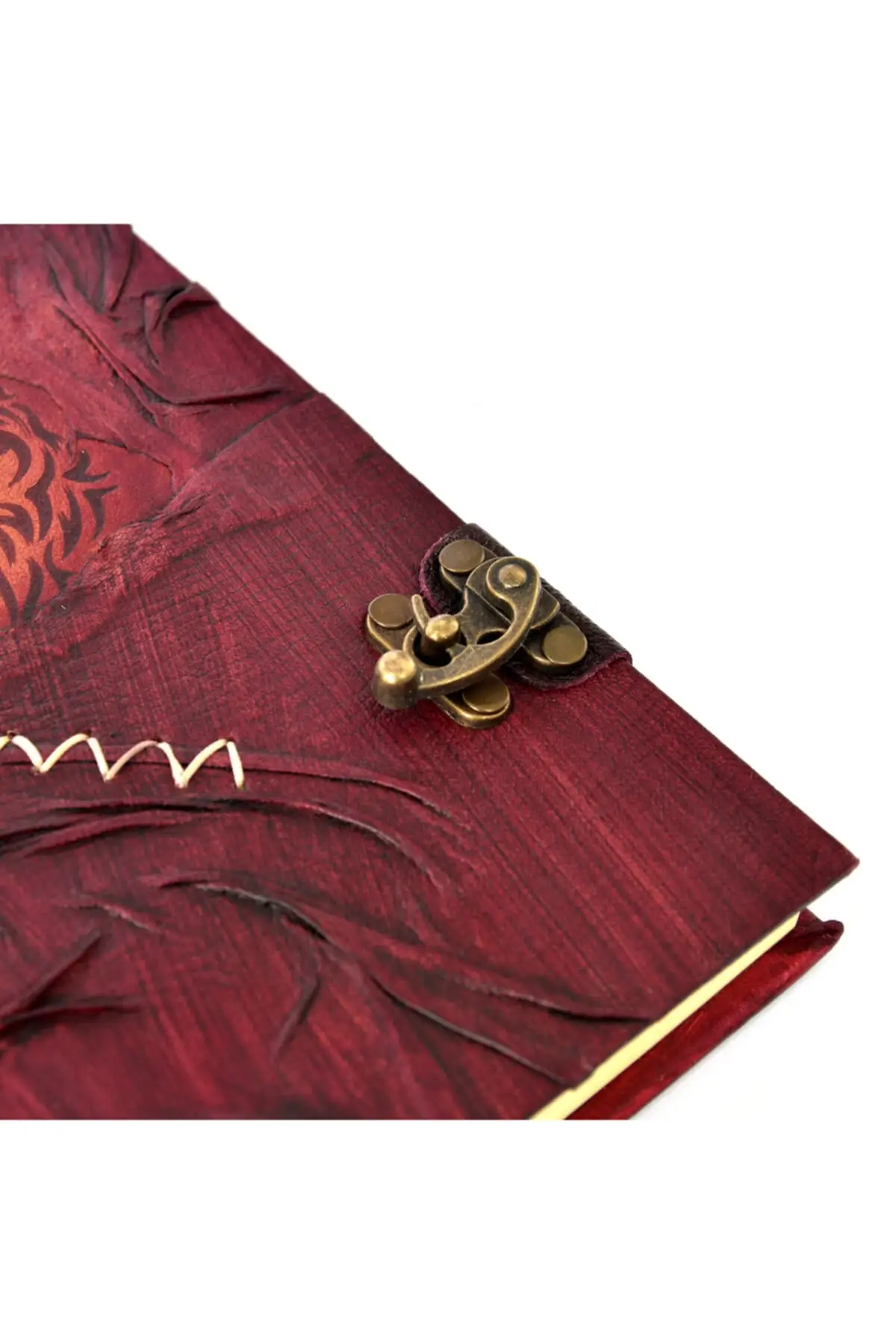 Uras Genuine Leather Şamua Paper Handmade Gift Moment Diary Notebook Cat Burgundy Sketchbook Handmade Book