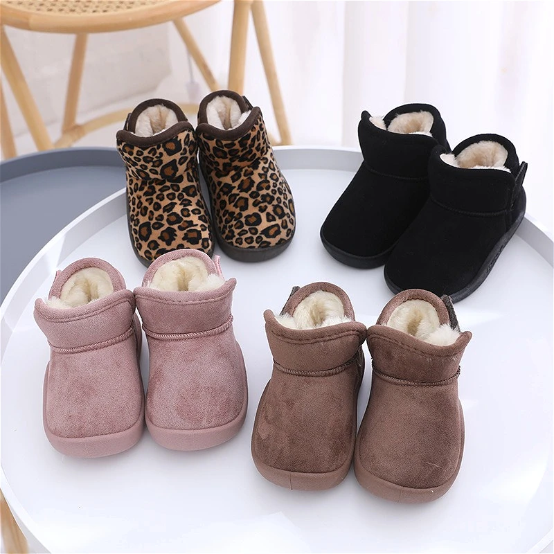 

Winter Baby Boys Girls Plush Warm Snow Boots Cute Fashion Soft Non-slip Velcro Design Kids Cotton Shoes Childrens Shorts Boots