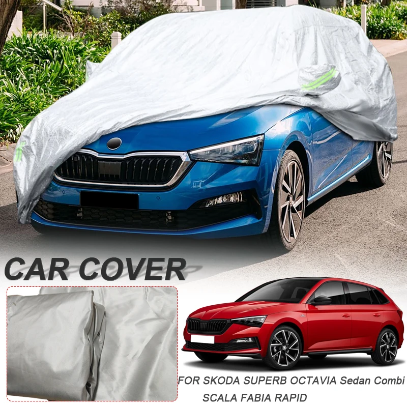 

210T полиэстеровый автомобильный чехол для Skoda FABIA OCTAVIA Combi Rapid Spaceback Scala Superb Combi Sedan водонепроницаемые аксессуары с защитой от ультрафиолета