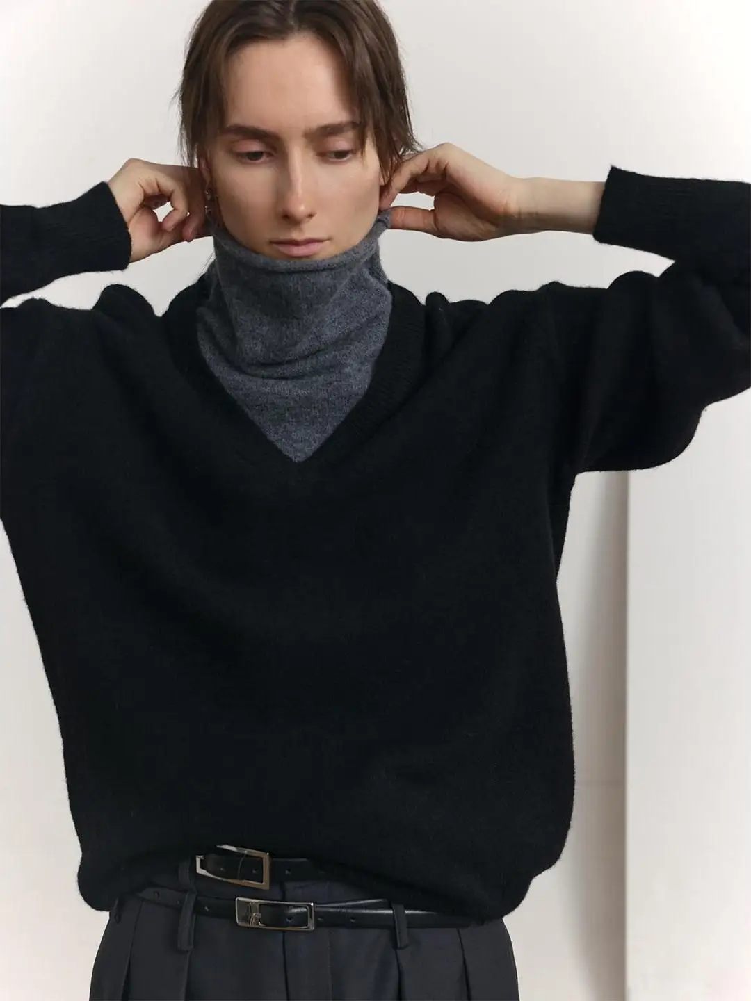 

Ретро-свитер оверсайз с высоким воротом, вязаный, для мужчин и женщин, осенне-зимний, теплый, мягкий, из полиэстера, повседневный, для прогулок, свиданий, на каждый день, для поездок на работу