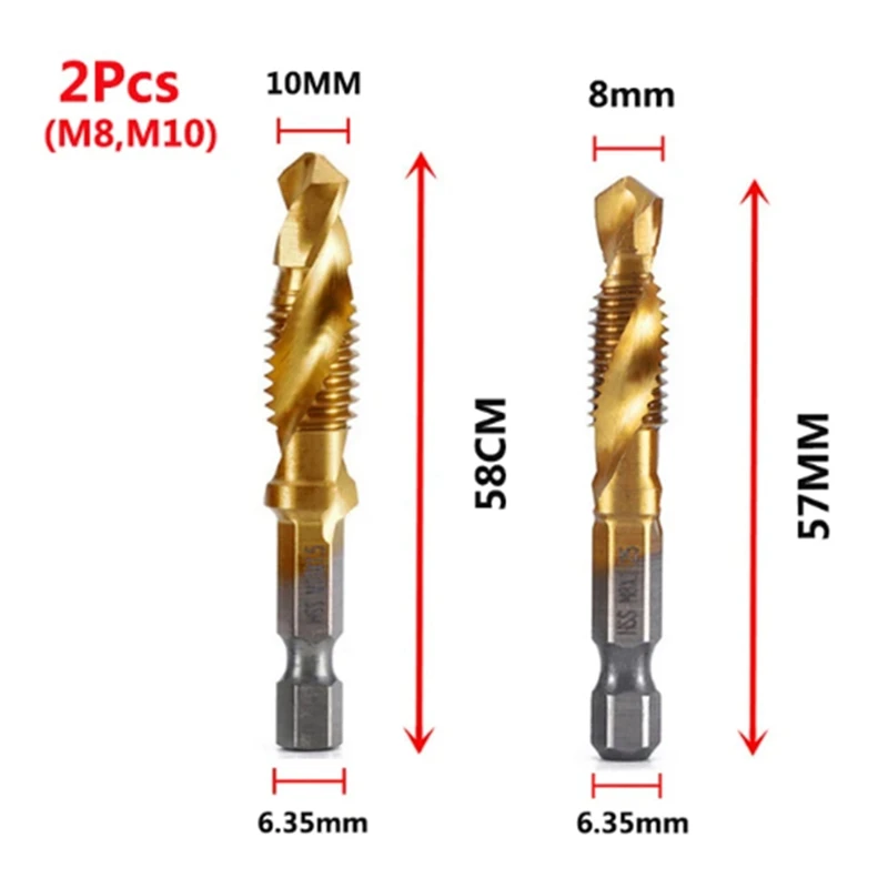 M8 M10 codolo esagonale placcato in titanio HSS filettatura filettatura metrica punte per trapano vite macchina Compound Tap Open Chamfer Tool