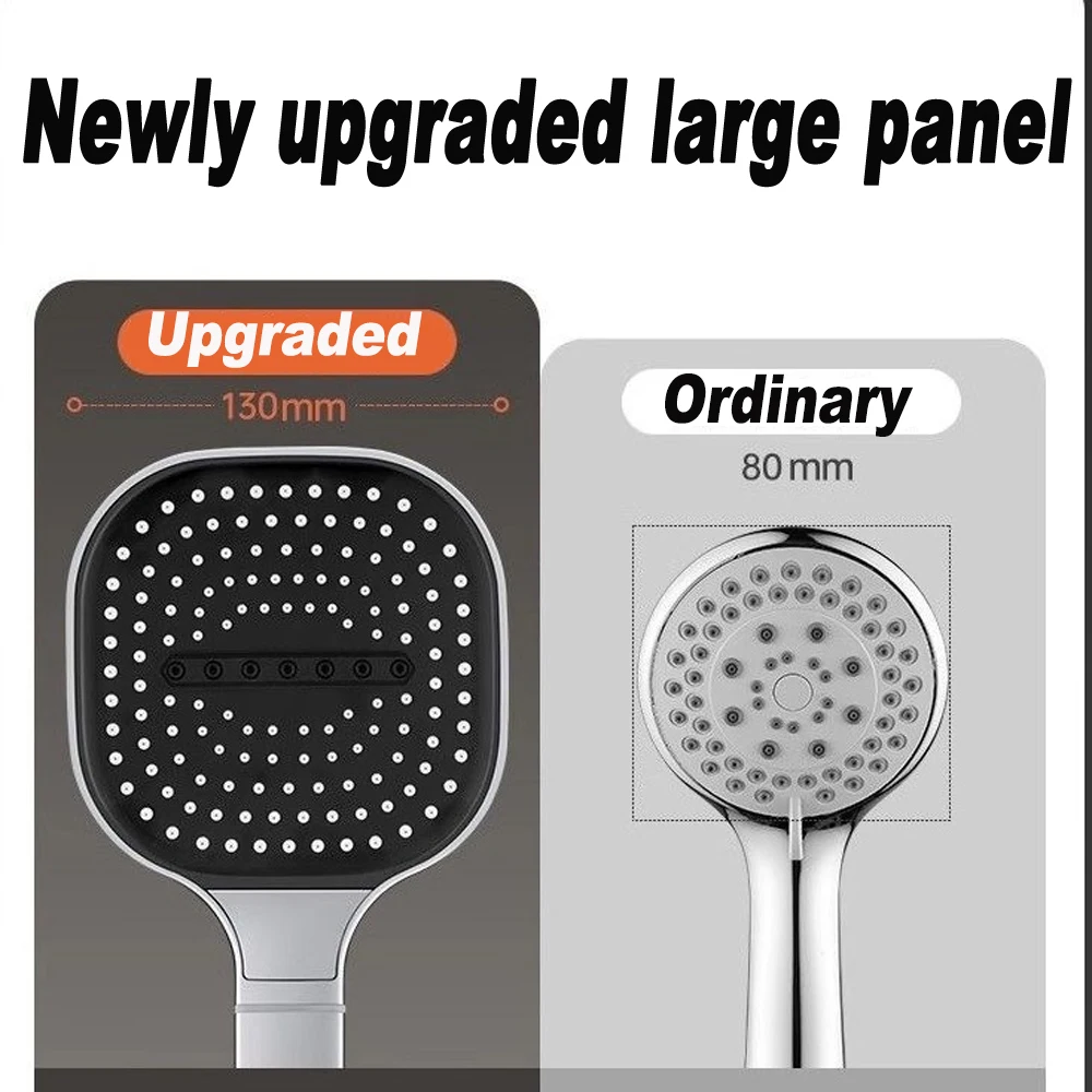 New 3 Modes Adjustable Shower Head 13cm Large Panel High Pressure Massage Shower Head Filter Element Bathroom Accessories