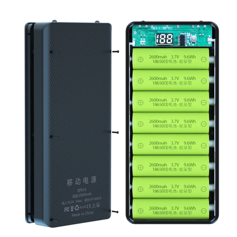 듀얼 USB 마이크로 USB 유형 C 전원 은행 쉘 5V DIY 쉘 18650 홀더 케이스 배터리없이 분리형 배터리 충전 보관함 썸네일 5