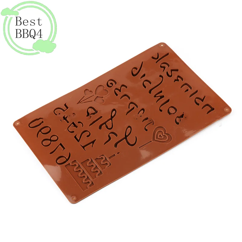(BBQ4)1Pc 3D Hebrew Letters Arabic Numbers DIY Silicone Chocolate Mold For Baking Cake Bakeware Mould Decorating Tools