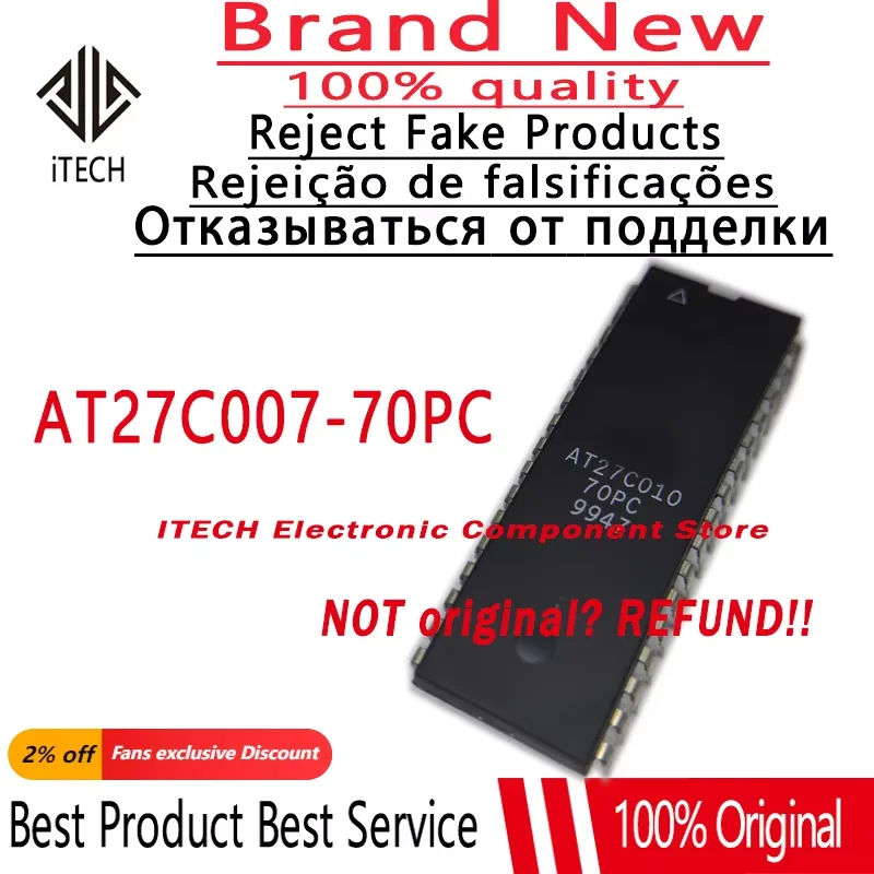 5pcs/lot Original AT27C010-70PC AT27C010 Ic Chip Integrated Circuit Microcontroller Capacitor New and Genuine