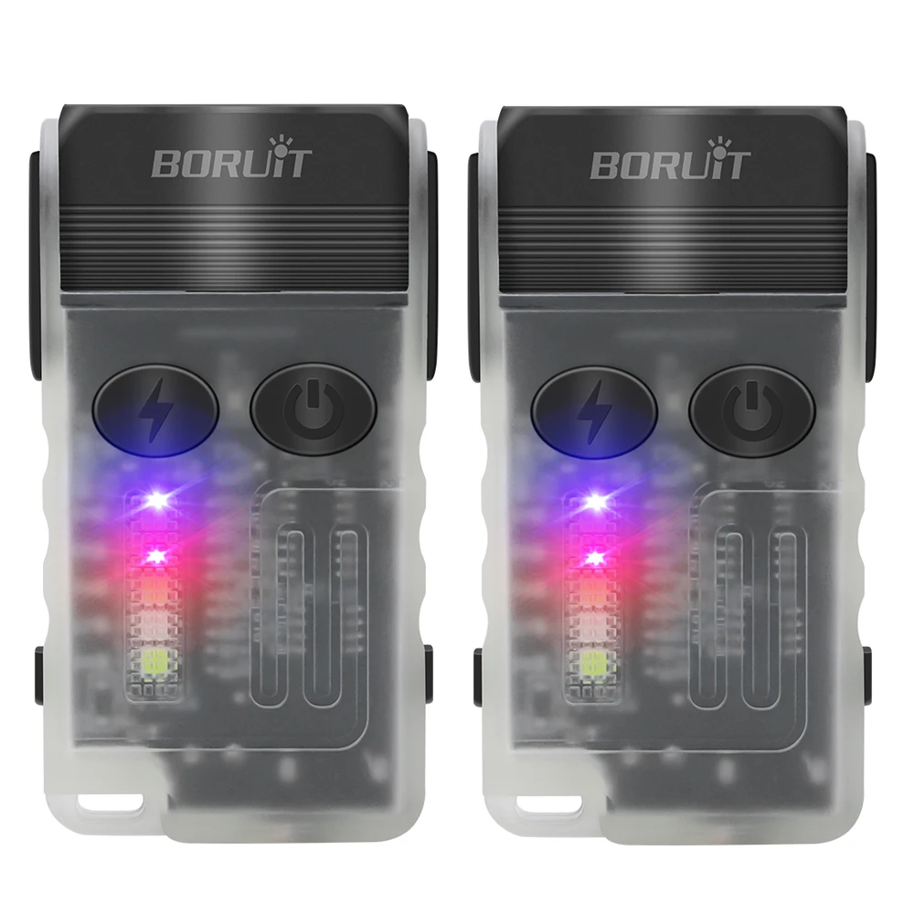 BORUiT V20 LED-Taschenlampe Schlüsselanhänger 180 ° Rotation UV Magnetische Beep Clip USB-C Wiederaufladbare Camping Angeln Taschenlampe Alarm Notfall 6