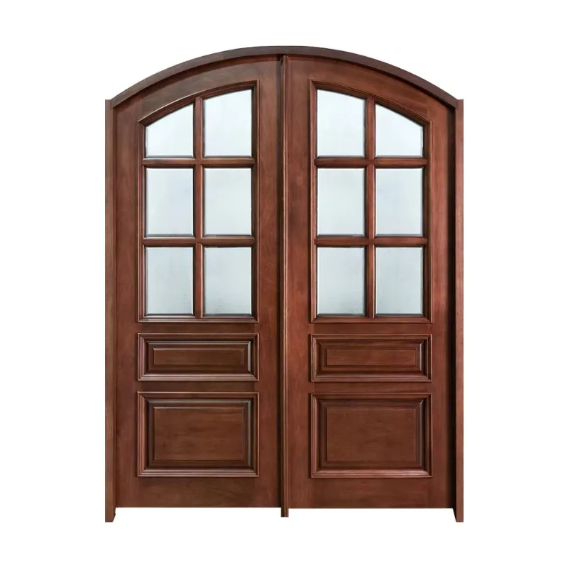 Semicircular Walnut Solid Wood Glass Insert Arch Main Door Frame Design