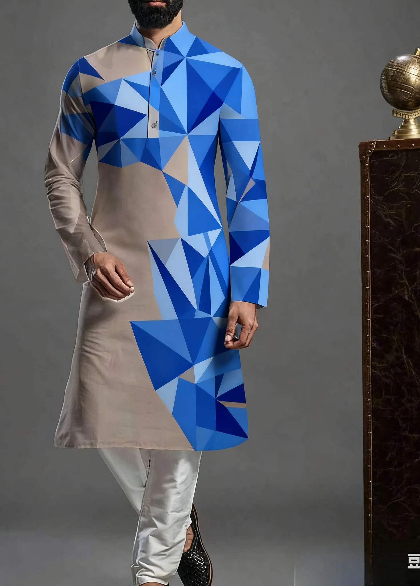 2025Kurt Men's Digital Printed Patterns with Multiple kurta vardha Fashionable Casual Fit Regular Robe Suitable for All Occasion