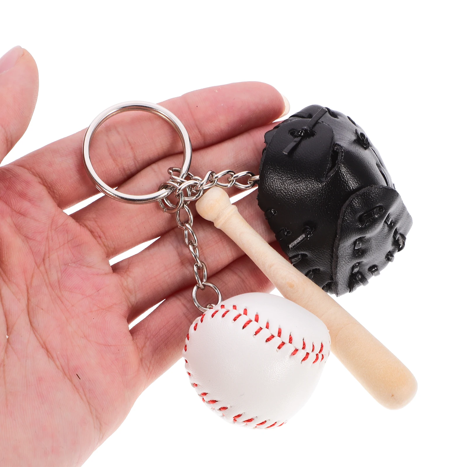 

2 Pcs Baseball Keychain Cute Items Bat Chains Mini Black Softball Trinkets Keychains Girls Miss