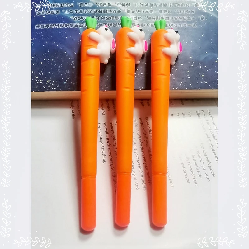 24Pcs Carrot rabbit gel pen creative cartoon shape high-value full needle pen