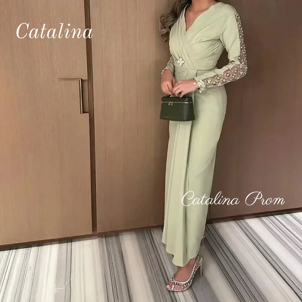 

V-Neck Exquisite Evening Dress Formal Wedding Dress Pleat A-line Midi Dresses Matching Modern Style Customized Prom Dresses