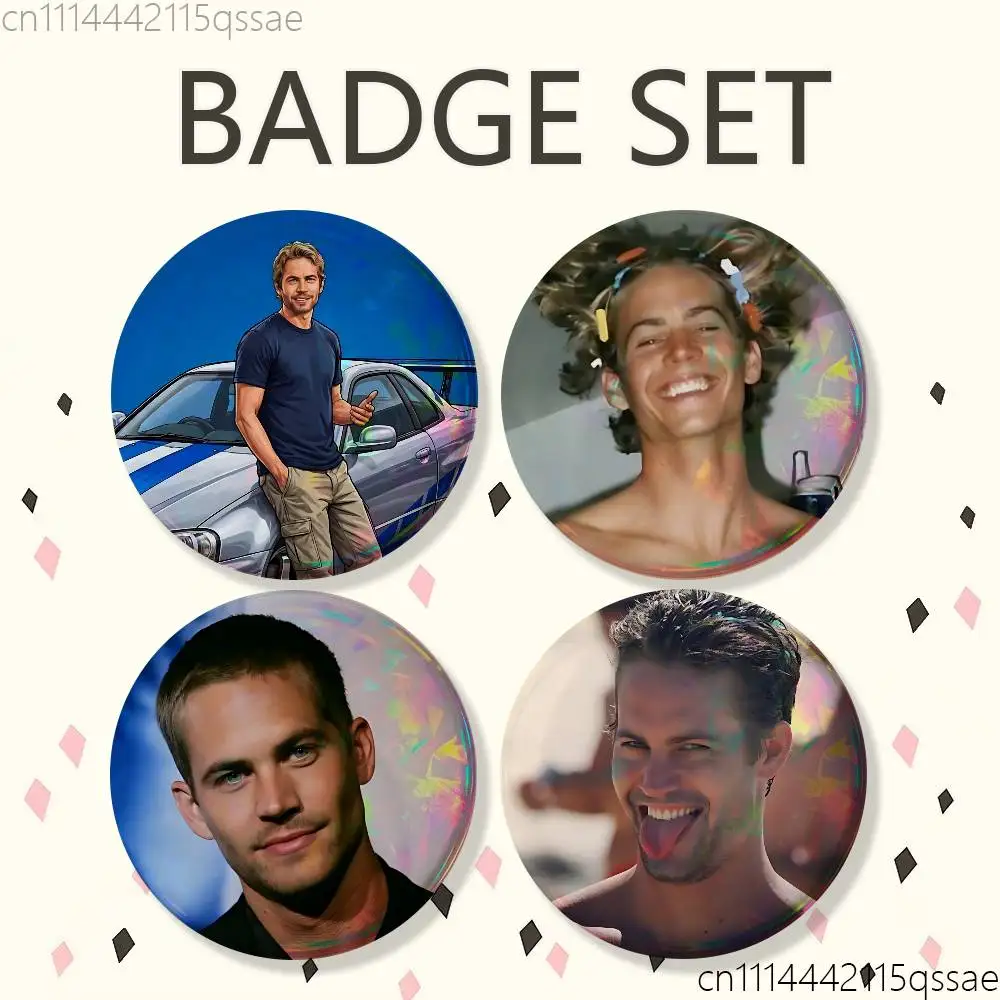 FOR Paul Walker 25/32/44/58/75mm Badges Button Round Creative Pin Brooch Badge Bag Decor Accessories
