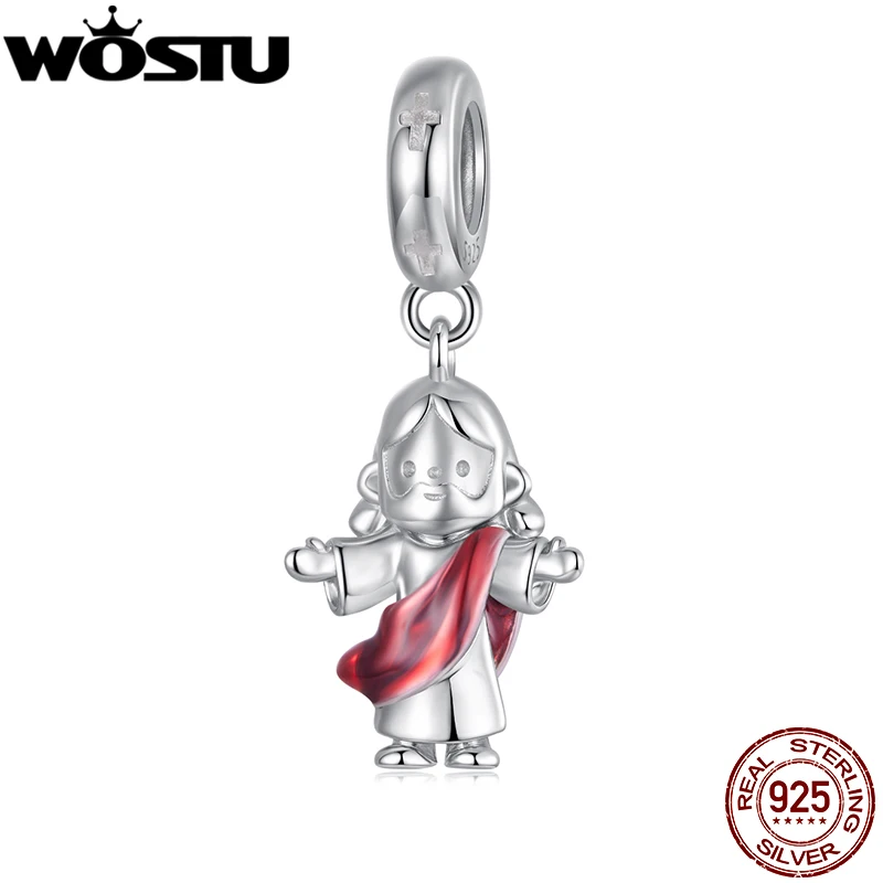 

WOSTU стерлингового серебра 925 пробы религиозный кулон с подвеской в виде Иисуса DIY изготовление ювелирных изделий подарок подходит для крещения ребенка первое причастие