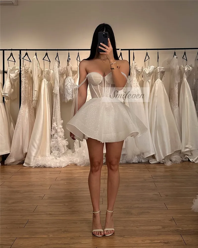 Smileven Short Wedding Dress Sweetheart Newest Mini Shiny Glitter Bride Dresses Mini Bows Strap Vestido de novia 2024 Customized - AliExpress 320 Smileven Short Wedding Dress Sweetheart Newest Mini Shiny Glitter Bride Dresses Mini Bows Strap Vestido de novia 2024 Customized - AliExpress 320
