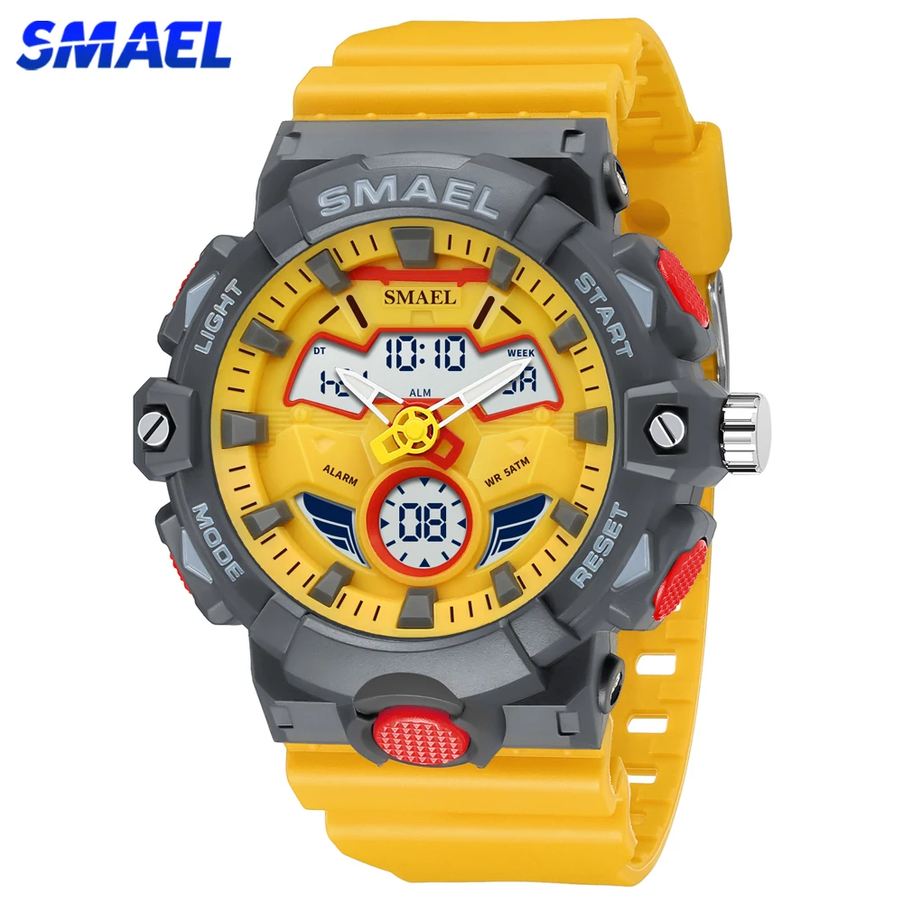 

SMAEL Digital Quartz Watches for Men Fashion Sports Stopwatch Student Casual Electronic Back Light Dual Display Wristwatch Alarm