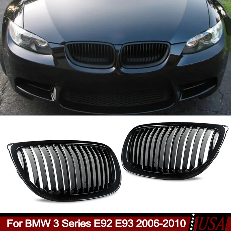 

Глянцевая черная передняя решетка Magickit для BMW E92 E93 M3 328i 335i Coupe 2007-2010 гг. Передняя решетка капота с двойной планкой