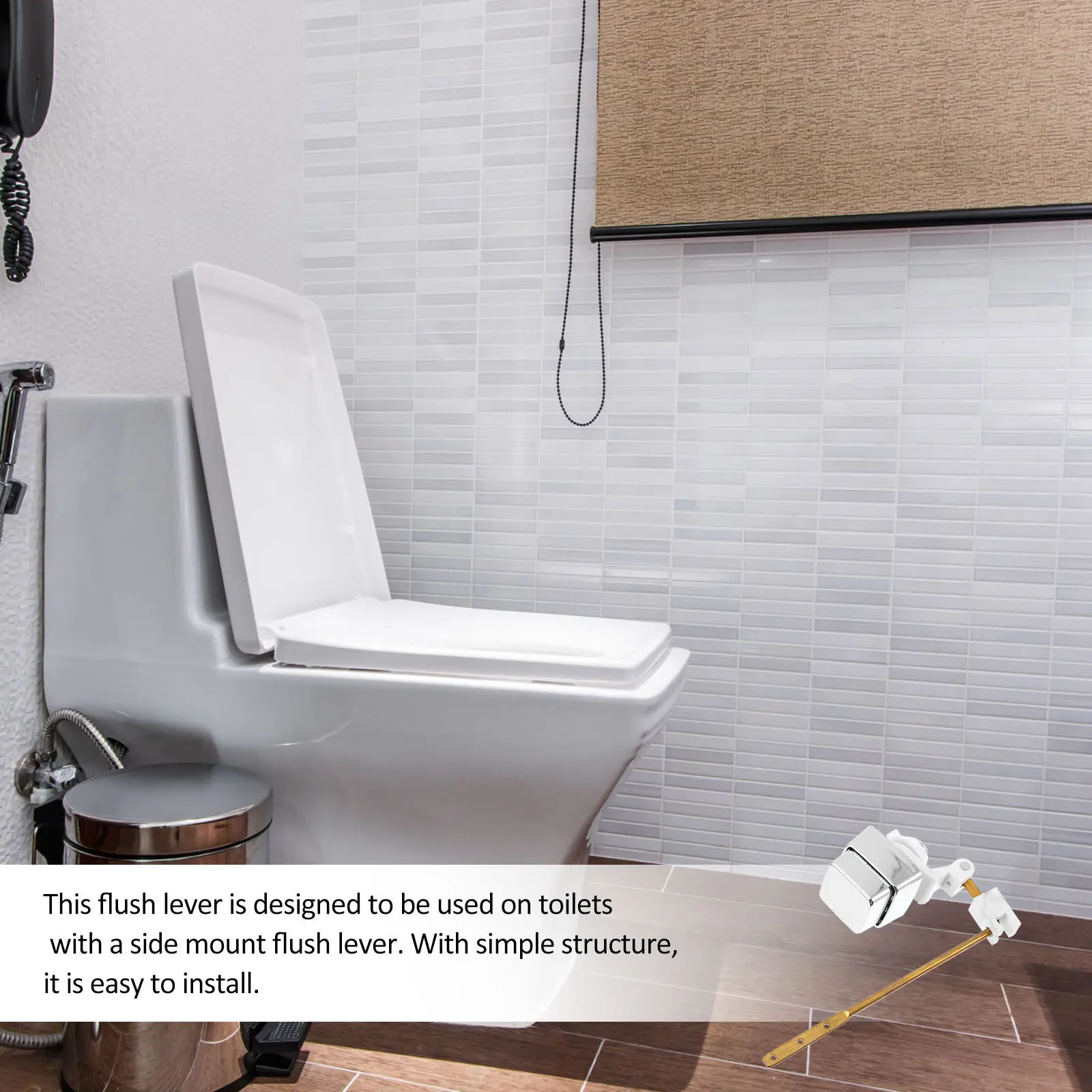 

1Pcs Square Copper Toilet Flush Lever Button Side Mount Operation Low Effort for Elderly Kids Home Office Restroom