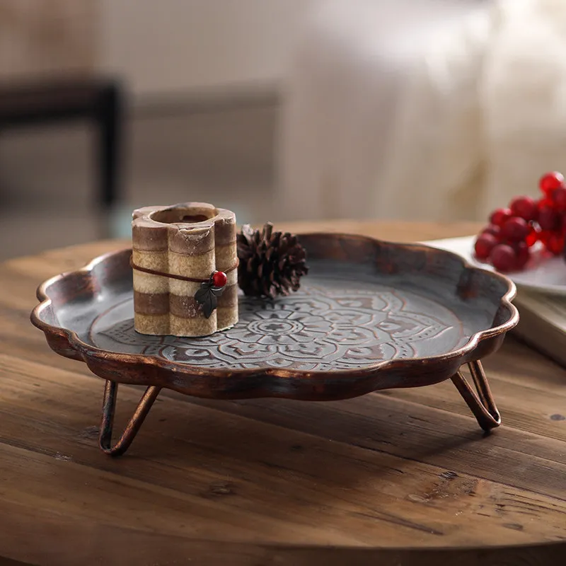 For Wrought iron old artistic fruit plate living room coffee table home photography shooting props ornament