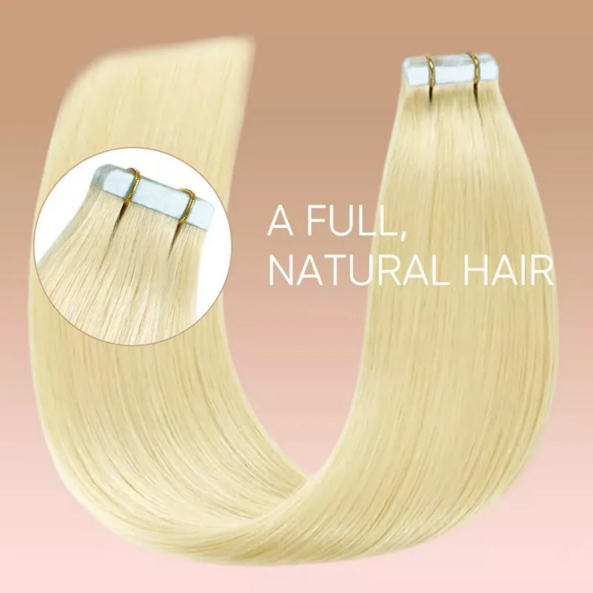 20Pcs Tape-In Hair Extensions 100% Real Remy Human Hair 50g Highlight Bleached Blonde 613 Color for Women Add Hair Length&Volume