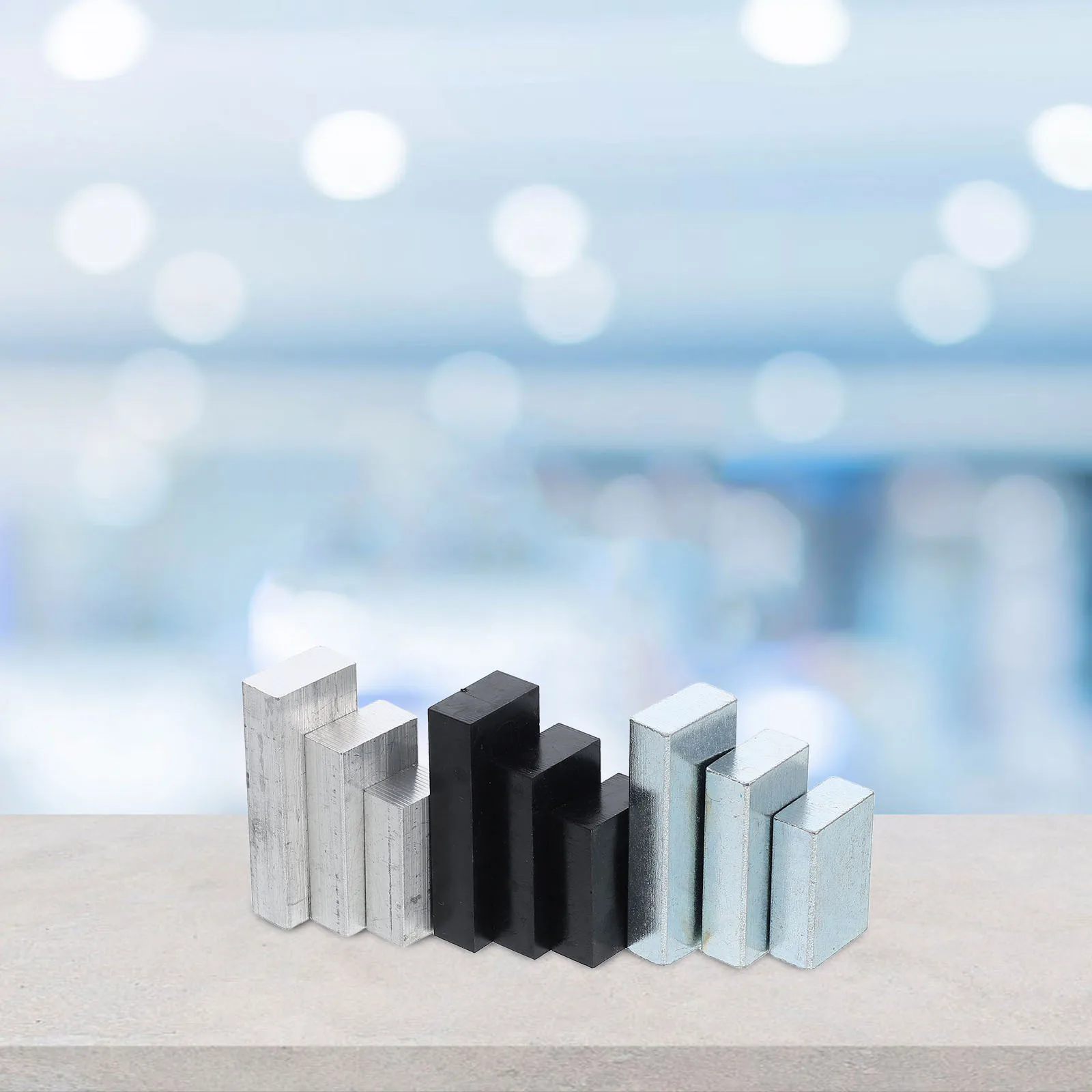 

9Pcs Density Measurement Set Aluminum Iron Plastic Blocks Wide Application Range Educational Purposes Forming Block