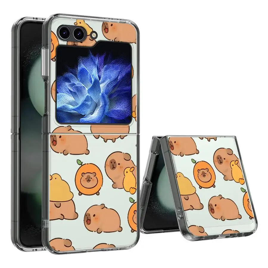 Case for Samsung Galaxy ZFlip 7 ZFlip4 ZFlip3 Z Flip 7 6 5 4 3 ZFlip6 ZFlip7FE ZFlip5 Hard Phone Cover Cartoon Capybara
