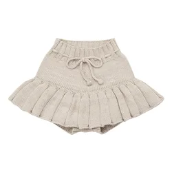 Girls Skater Skirt Children Knitwear Culottes Toddler Kids High Waist Mini Skirts with Pants