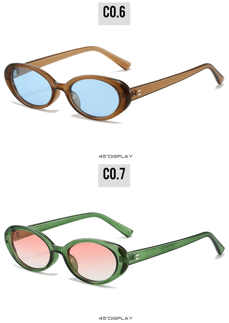Retro Vintage Oval Sonnenbrille Frau 2024 Marke Designer Runde Sonnenbrille Männer UV400 Punk Stil Luxus Brillen Weibliche Oculus – Detail 9