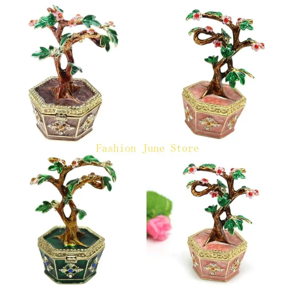 

N5KA Money Tree Decoration Decorative Accessories Box with Cover Jewelry Storage Small Items Organization Case